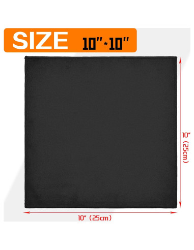 Paquete de 12 Pañuelos de Microfibra CYCLXY 25.4x25.4cm Negros