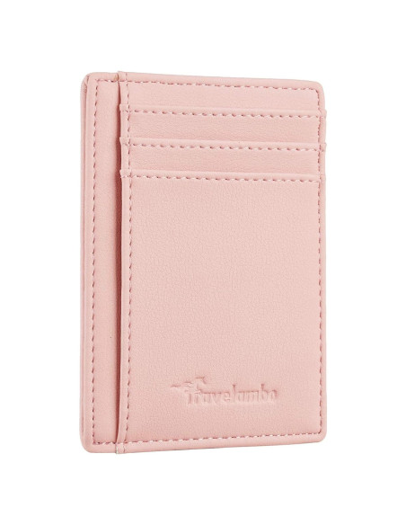 Billetera Minimalista de Cuero Travelambo RFID Rosa Mediana Billetera Minimalista de Cuero Travelambo RFID Rosa Mediana