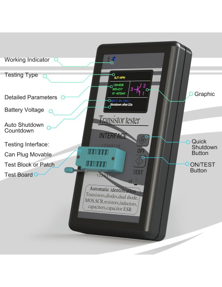 Probador de Transistores DROK - Medidor LCR Multifuncional Probador de Transistores DROK - Medidor LCR Multifuncional