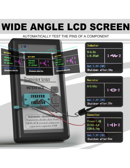 Probador de Transistores DROK - Medidor LCR Multifuncional Probador de Transistores DROK - Medidor LCR Multifuncional