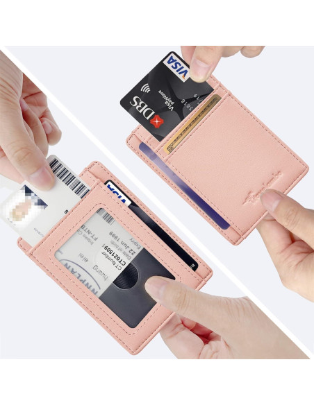 Billetera Minimalista de Cuero Travelambo RFID Rosa Mediana Billetera Minimalista de Cuero Travelambo RFID Rosa Mediana
