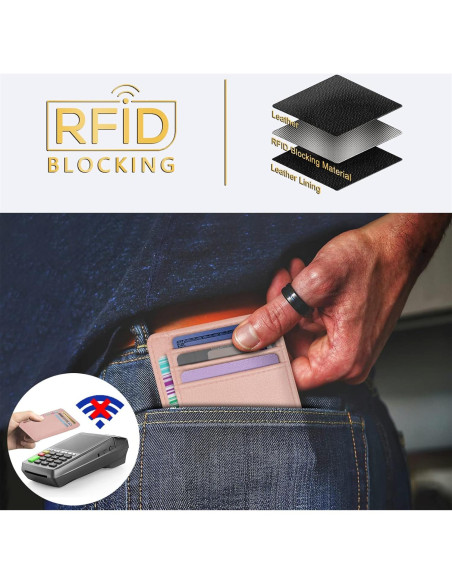 Billetera Minimalista de Cuero Travelambo RFID Rosa Mediana Billetera Minimalista de Cuero Travelambo RFID Rosa Mediana