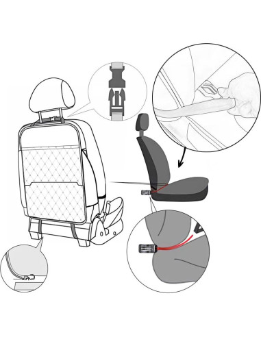 Protector de Respaldo de Asiento + Organizador Negro TK152225