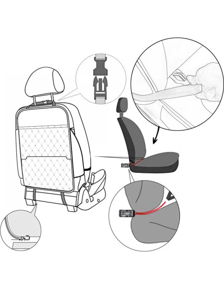 Protector de Respaldo de Asiento + Organizador Negro TK152225 Protector de Respaldo de Asiento + Organizador Negro TK152225