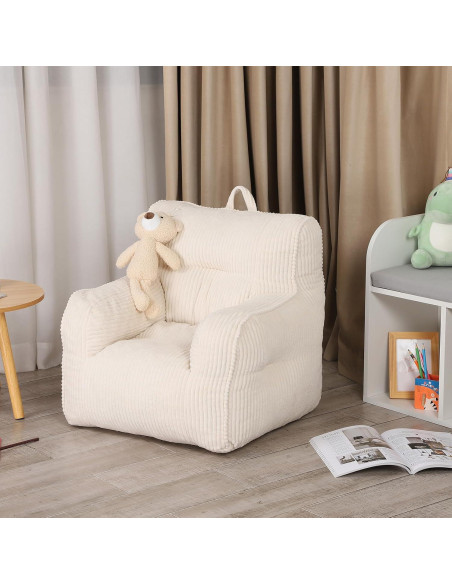Silla Puff para Niños MOMCAYWEX Beige con Oso de Peluche Silla Puff para Niños MOMCAYWEX Beige con Oso de Peluche
