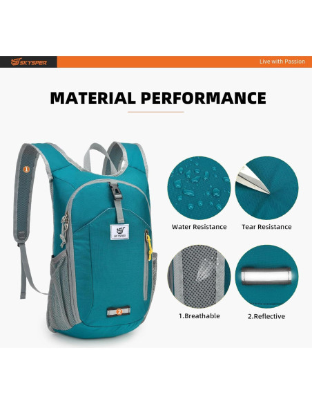 Mochila de Senderismo SKYSPER 10L Plegable Ligera Unisex Cian Mochila de Senderismo SKYSPER 10L Plegable Ligera Unisex Cian