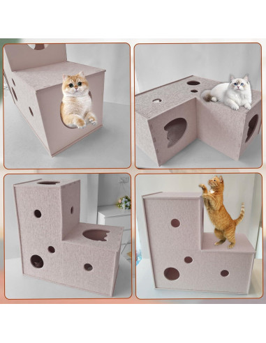 Túnel para Gatos Homegroove Beige en Forma de L 57x57 cm