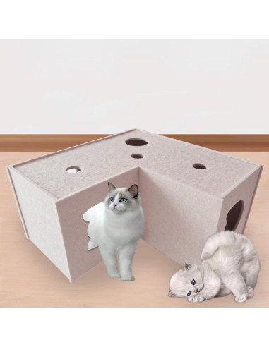 Túnel para Gatos Homegroove Beige en Forma de L 57x57 cm