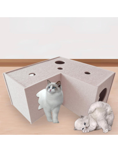 Túnel para Gatos Homegroove Beige en Forma de L 57x57 cm Túnel para Gatos Homegroove Beige en Forma de L 57x57 cm