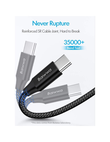 Cable USB C 4m Baiwwa Trenzado Nylon Carga Rápida 2.9A Cable USB C 4m Baiwwa Trenzado Nylon Carga Rápida 2.9A