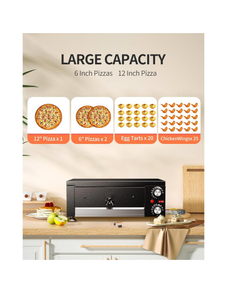 Horno de Pizza Eléctrico Awgpd 10.89 kg Acero Inoxidable Negro Horno de Pizza Eléctrico Awgpd 10.89 kg Acero Inoxidable Negro