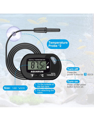 Termómetro Digital de Acuario AikTryee 2 Paquetes con Sonda