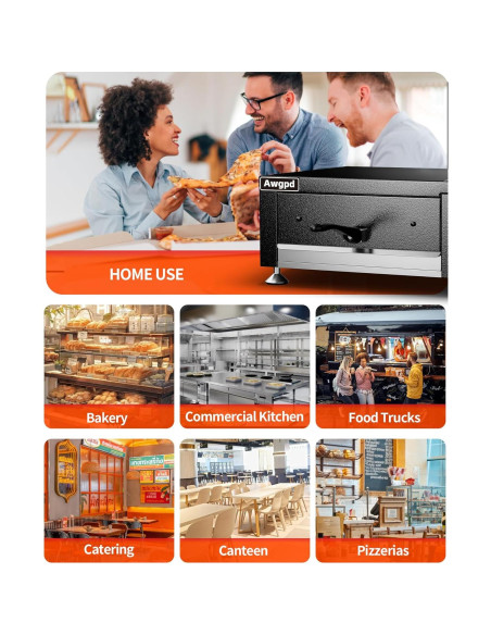 Horno de Pizza Eléctrico Awgpd 10.89 kg Acero Inoxidable Negro Horno de Pizza Eléctrico Awgpd 10.89 kg Acero Inoxidable Negro