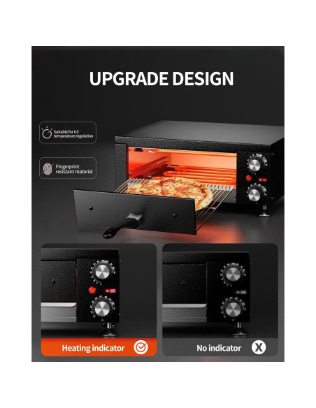 Horno de Pizza Eléctrico Awgpd 10.89 kg Acero Inoxidable Negro Horno de Pizza Eléctrico Awgpd 10.89 kg Acero Inoxidable Negro