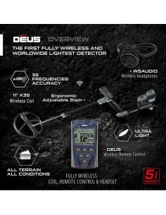 Detector de Metales XP DEUS Inalámbrico con Auriculares y Pinpointer 2