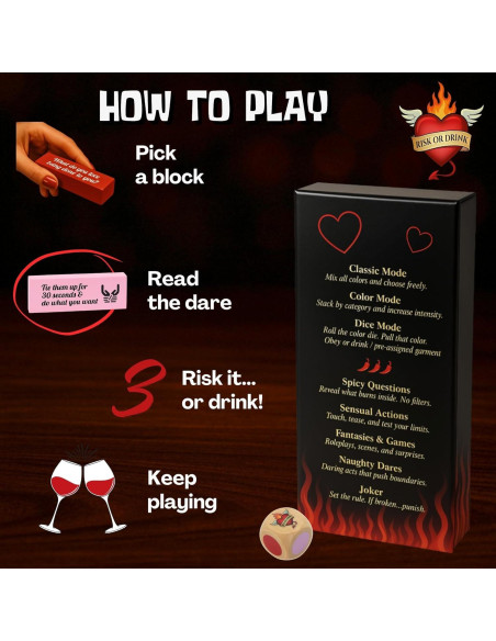 Juego de Bloques Traviesos Riesgo o Bebe - 54 Desafíos Sexys Juego de Bloques Traviesos Riesgo o Bebe - 54 Desafíos Sexys
