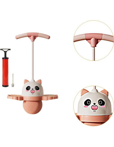 Pelota Pogo Yiju Panda con Mango 38 cm Rosa para Niños