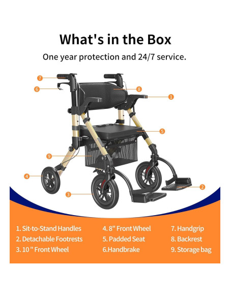 Andador Rollator VOCIC Z51 2 en 1 con Asiento y Frenos Andador Rollator VOCIC Z51 2 en 1 con Asiento y Frenos