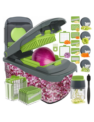 Picador de Verduras Ourokhome 12 en 1 Manual Verde