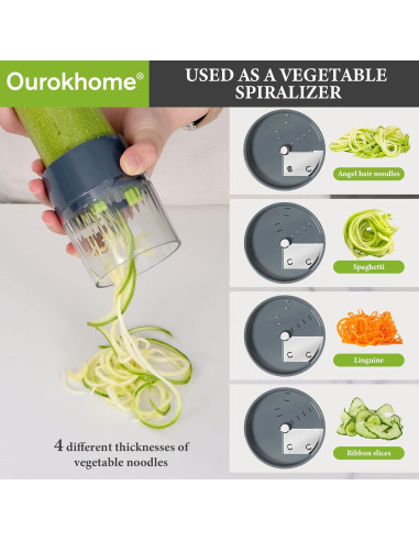Picador de Verduras Ourokhome 12 en 1 Manual Verde