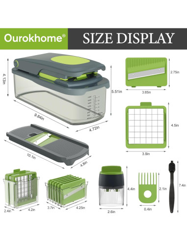 Picador de Verduras Ourokhome 12 en 1 Manual Verde