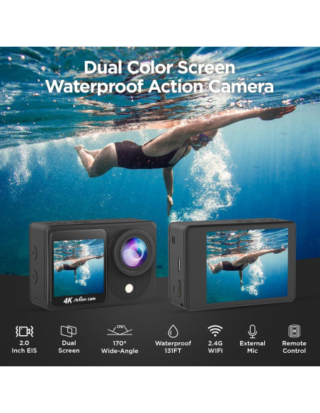Cámara de Acción Yolansin 4K 20MP Pantalla Dual Accesorios Cámara de Acción Yolansin 4K 20MP Pantalla Dual Accesorios