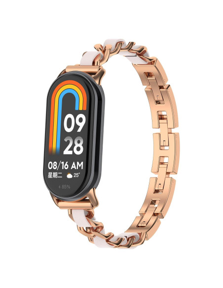 Pulsera de acero inoxidable para Xiaomi Mi Band 8 - Oro Rosa Pulsera de acero inoxidable para Xiaomi Mi Band 8 - Oro Rosa
