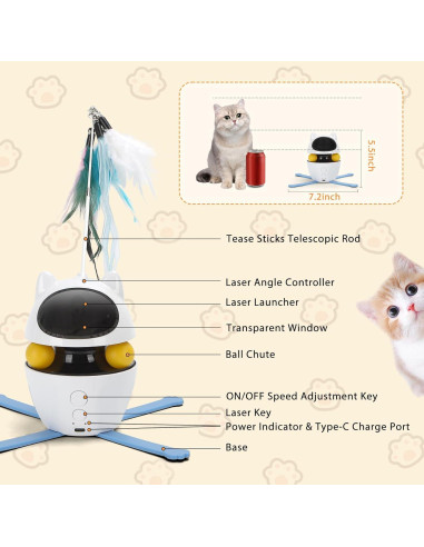 Juguete Lásers 3-en-1 Nobleza para Gatos - Interactivo Recargable