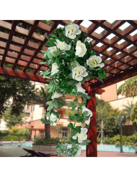 Guirnalda de Rosa Artificial ELINSON 4.88m 2 Piezas Decoración Guirnalda de Rosa Artificial ELINSON 4.88m 2 Piezas Decoración