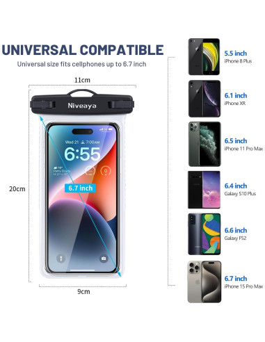 Funda impermeable Niveaya para iPhone hasta 7" 2Pack