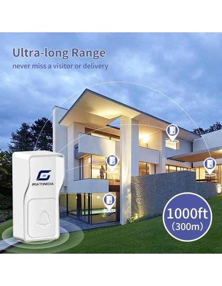 Timbre Inalámbrico JIGATONEDA Autoalimentado 1000ft 50 Tonos Timbre Inalámbrico JIGATONEDA Autoalimentado 1000ft 50 Tonos