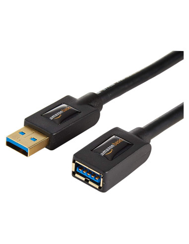 Cable de Extensión USB 3.0 Amazon Basics 2 Piezas 1.83m Negro