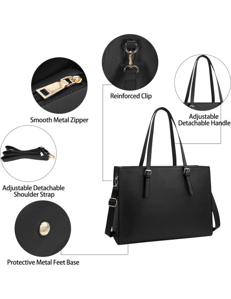 Bolsa de Laptop NUBILY 15.6" Negra Impermeable para Mujeres Bolsa de Laptop NUBILY 15.6" Negra Impermeable para Mujeres