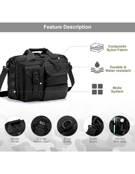 Bolsa Mensajera Táctica Stypos 14 cm para Laptop Negra Bolsa Mensajera Táctica Stypos 14 cm para Laptop Negra