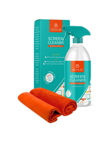 Kit Limpiador de Pantallas Optix 55 16oz + 2 Paños Microfibra