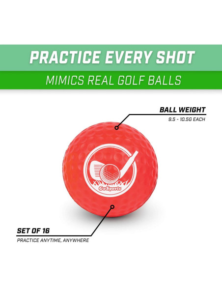 Pelotas de Golf de Espuma GoSports 16 Unidades para Entrenamiento Pelotas de Golf de Espuma GoSports 16 Unidades para Entrenamiento