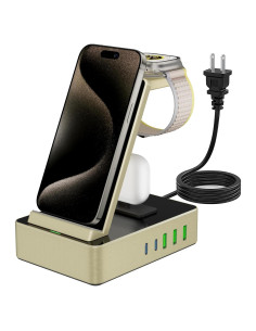Estación de Carga Inalámbrica 8 en 1 100W USB C - Dorado