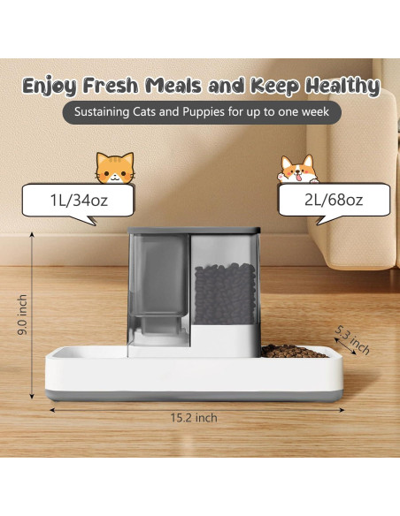 Dispensador Automático de Comida y Agua GearRoot 2 en 1 Gris Dispensador Automático de Comida y Agua GearRoot 2 en 1 Gris