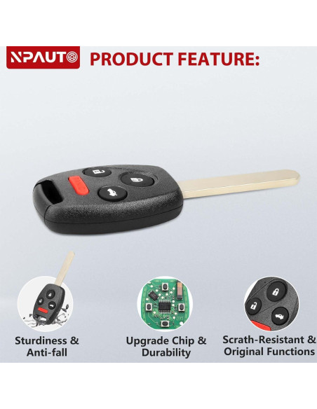 Llavero NPAUTO para Honda Civic 2006-2013, Control Remoto Llavero NPAUTO para Honda Civic 2006-2013, Control Remoto