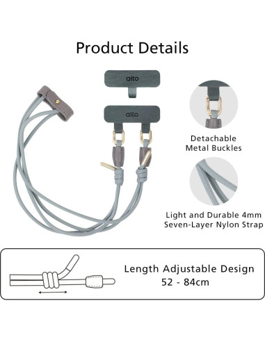 Lanyard para Teléfono Alto LCS22 Gris Cemento con Almohadilla