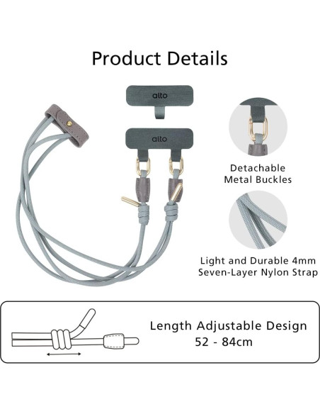 Lanyard para Teléfono Alto LCS22 Gris Cemento con Almohadilla Lanyard para Teléfono Alto LCS22 Gris Cemento con Almohadilla