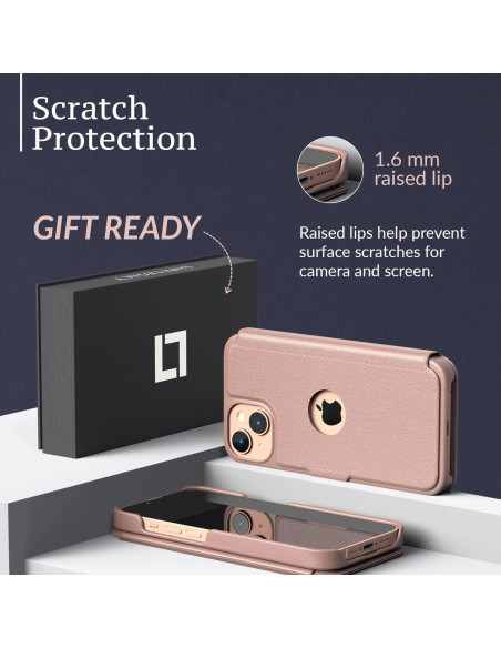 Funda Cartera LUPA para iPhone 13 - Cuero Sintético Oro Rosa Funda Cartera LUPA para iPhone 13 - Cuero Sintético Oro Rosa