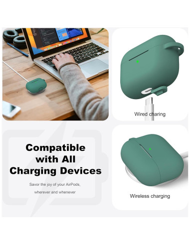 Funda Protectora R-fun para AirPods Pro 2/1 - Silicona Verde Pino