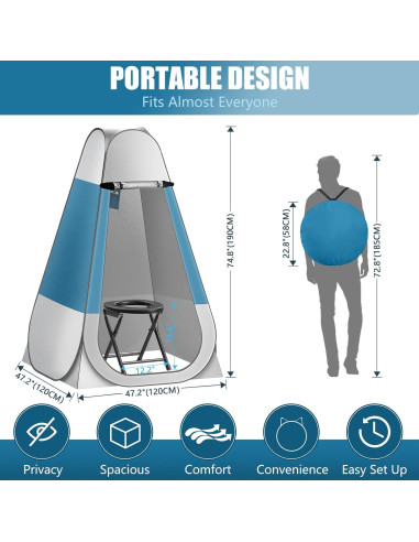 Inodoro Portátil CKE con Carpa de Privacidad Plegable