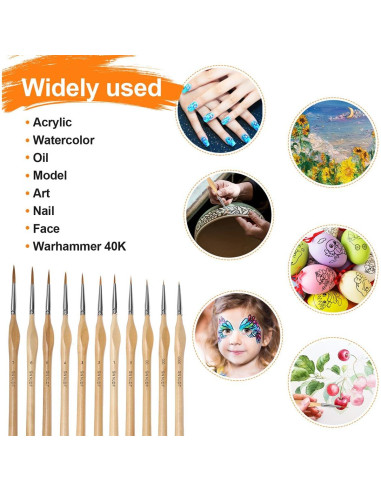 Pinceles de Pintura en Miniatura SN NJDF 11 PCS Detalle Fino