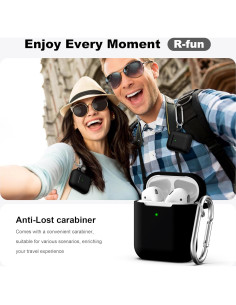 Funda de Silicona R-fun para AirPods 1/2 con Llavero - Negro 2