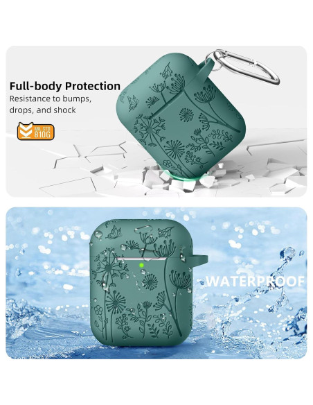 Funda de Silicona Grabada Lerobo para AirPods 1/2 Gen Verde Pino Funda de Silicona Grabada Lerobo para AirPods 1/2 Gen Verde Pino