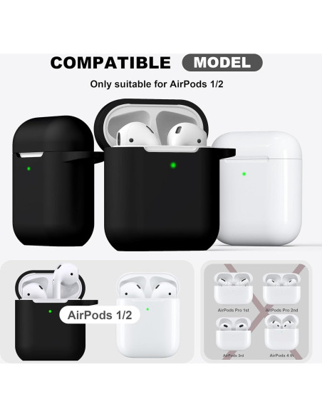 Funda de Silicona R-fun para AirPods 1/2 con Llavero - Negro Funda de Silicona R-fun para AirPods 1/2 con Llavero - Negro