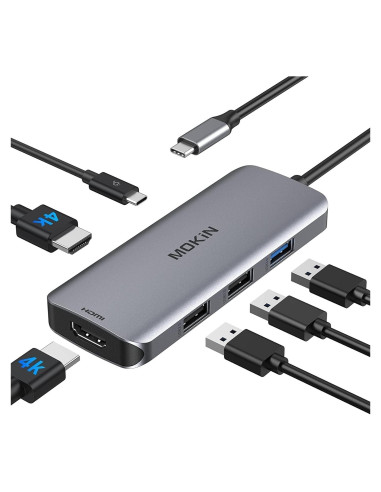 Adaptador USB C a Doble HDMI MOKiN 6 en 1 4K 60Hz