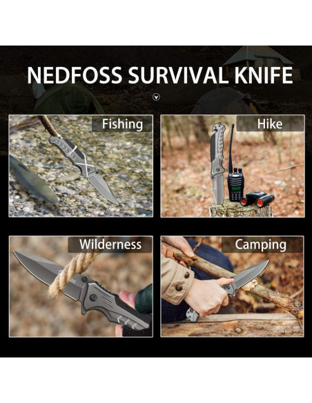 Cuchillo de bolsillo NedFoss FA46 3 en 1 con rompevidrios Cuchillo de bolsillo NedFoss FA46 3 en 1 con rompevidrios
